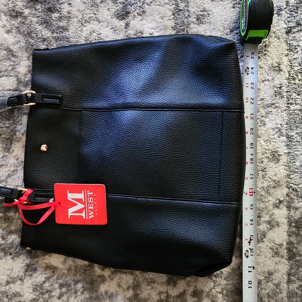 NWT Black,leather,Montana West tote. Large